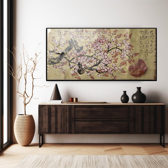 Image 1 of Ksavera -Gold Japanese Sakura J375 - Painting