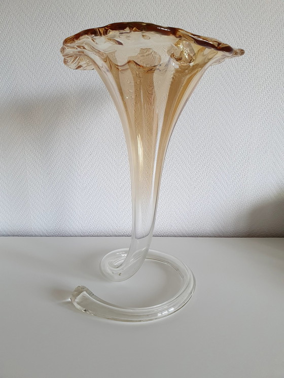 Image 1 of Very Large Stiver Trumpet Flower Vase