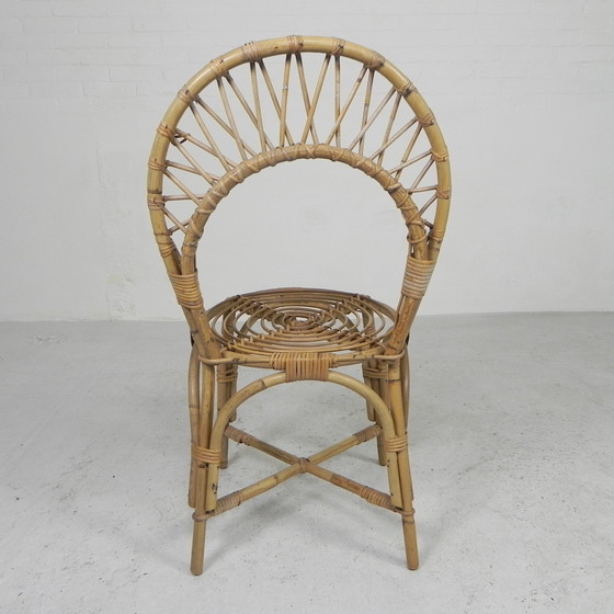 Image 1 of Height: 91 cm. Width: 43 cm. Depth: 43 cm. Seat height: 44 cm. Origin: France, 1950s. Material: bamboo.