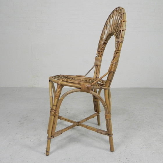 Image 1 of Height: 91 cm. Width: 43 cm. Depth: 43 cm. Seat height: 44 cm. Origin: France, 1950s. Material: bamboo.