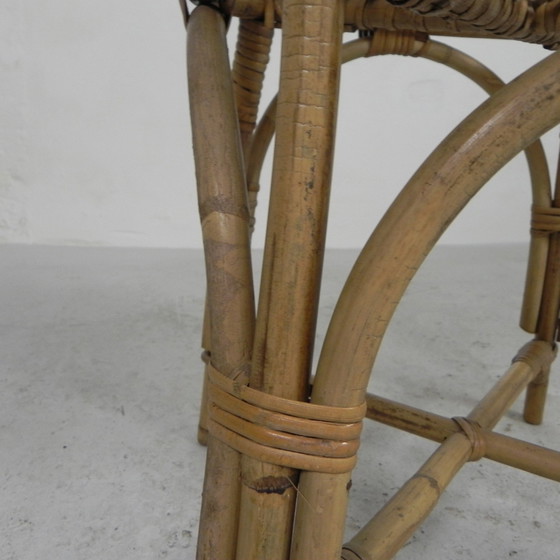 Image 1 of Height: 91 cm. Width: 43 cm. Depth: 43 cm. Seat height: 44 cm. Origin: France, 1950s. Material: bamboo.