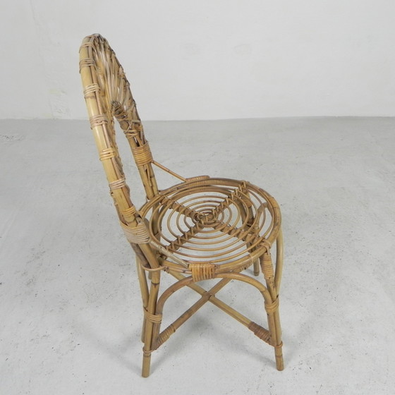 Image 1 of Height: 91 cm. Width: 43 cm. Depth: 43 cm. Seat height: 44 cm. Origin: France, 1950s. Material: bamboo.