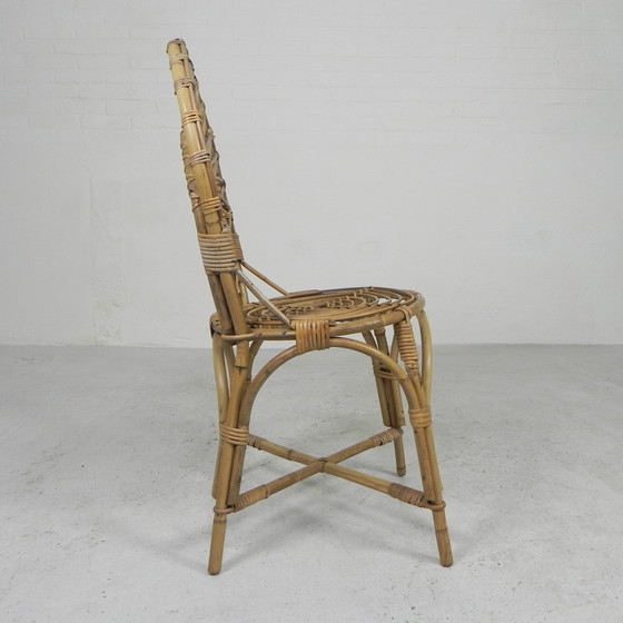 Image 1 of Height: 91 cm. Width: 43 cm. Depth: 43 cm. Seat height: 44 cm. Origin: France, 1950s. Material: bamboo.