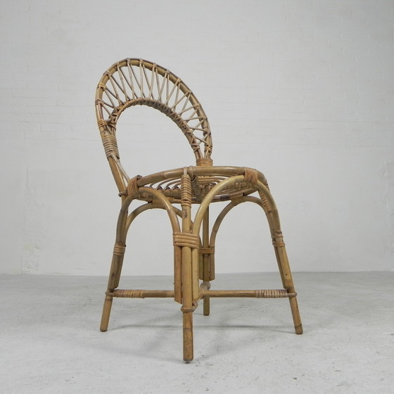 Image 1 of Height: 91 cm. Width: 43 cm. Depth: 43 cm. Seat height: 44 cm. Origin: France, 1950s. Material: bamboo.