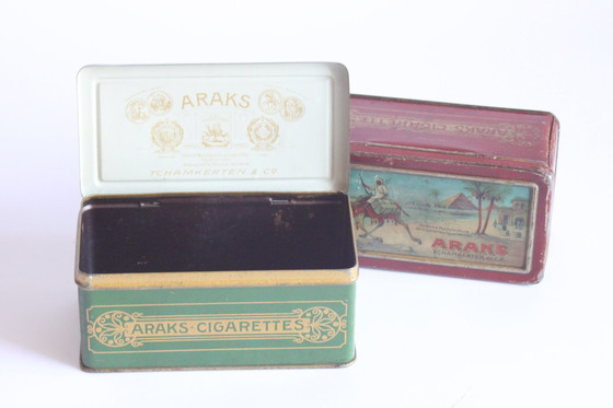 Image 1 of Anciennes boîtes à cigarettes Tchamkerten Araks, années 1900-1910.