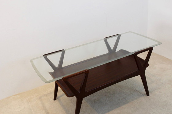 Image 1 of Scandinavian Teak Coffee Table with Glass Top, 1960s