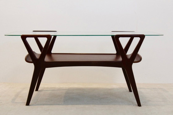 Image 1 of Scandinavian Teak Coffee Table with Glass Top, 1960s