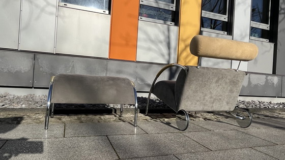 Image 1 of Cor - Design - Armchair Cycle With Stool Alcanthara Gray-Beige