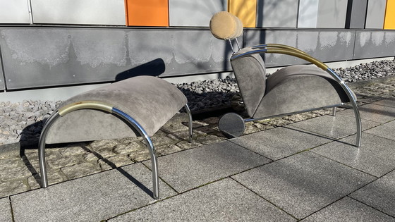 Image 1 of Cor - Design - Armchair Cycle With Stool Alcanthara Gray-Beige