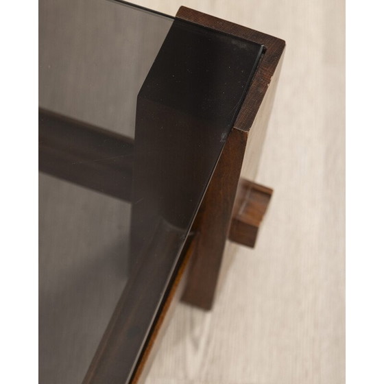 Image 1 of Vintage coffee table in walnut wood and smoked glass for Fontana Arte, 1960