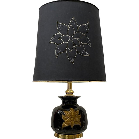 Image 1 of Vintage Italian black ceramic lamp by Cenacchi, Italy 1970