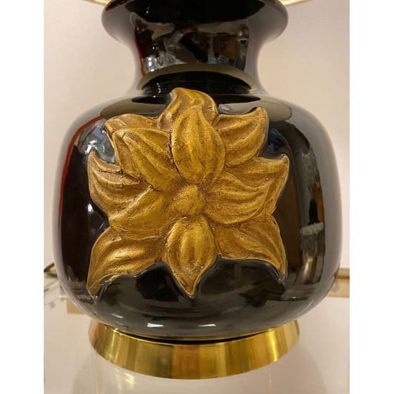 Image 1 of Vintage Italian black ceramic lamp by Cenacchi, Italy 1970