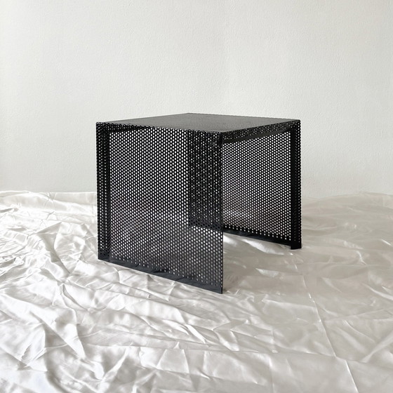 Image 1 of Vintage 80S Perforated Steel Sidetable