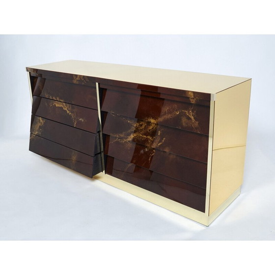 Image 1 of Vintage lacquer and brass sideboard by Jansen, 1970