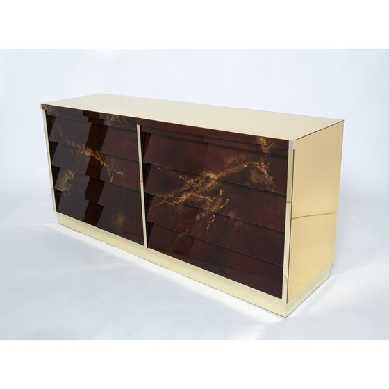 Image 1 of Vintage lacquer and brass sideboard by Jansen, 1970