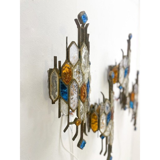 Pair of vintage Murano glass wall lamps by Poliarte, Italy 1970