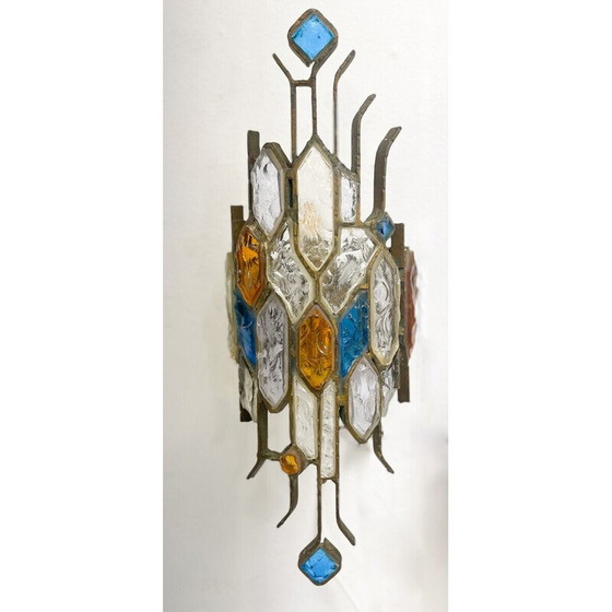 Image 1 of Coppia di lampade da parete vintage in vetro di Murano di Poliarte, Italia 1970