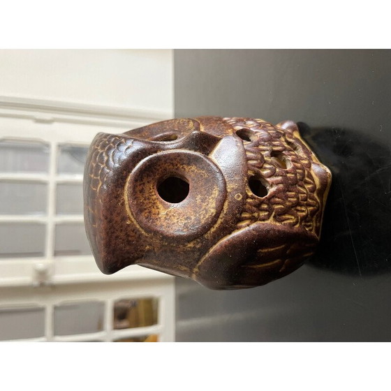 Image 1 of Vintage sandstone owl candlestick, 1970