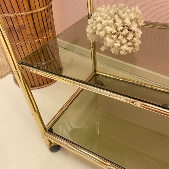 Image 1 of Carrello bar / tavolino laterale in finto bambù italiano