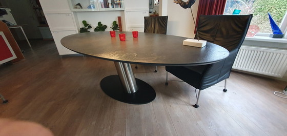 Image 1 of Dining Table Libra Oval, 225X115 Cm, Stainless Steel Leg, Base Plate Black