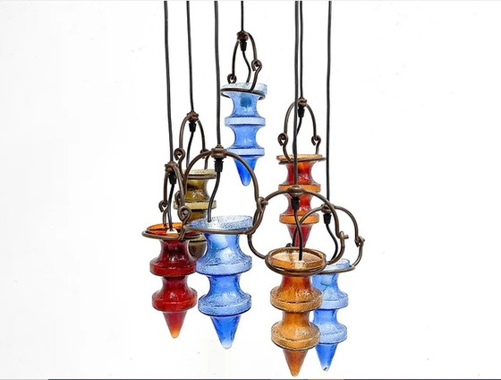 Image 1 of Lustre massif en verre coloré