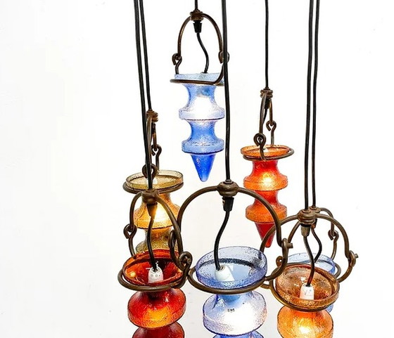 Image 1 of Lustre massif en verre coloré