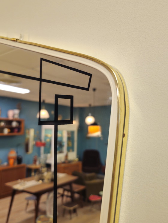 Image 1 of Specchio asimmetrico vintage in ottone dorato