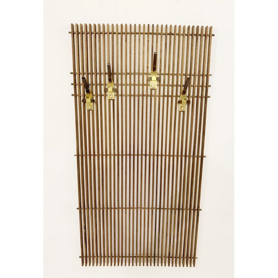 Image 1 of Vintage modular coat rack in laminated wood and brass, Italy 1950