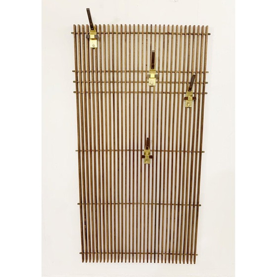 Image 1 of Vintage modular coat rack in laminated wood and brass, Italy 1950