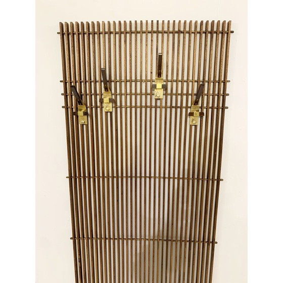 Image 1 of Vintage modular coat rack in laminated wood and brass, Italy 1950