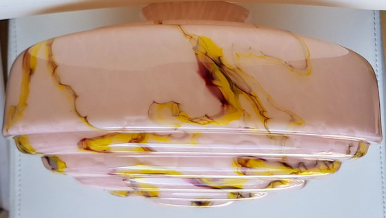 Image 1 of Art Deco lampshade opal glass marbled