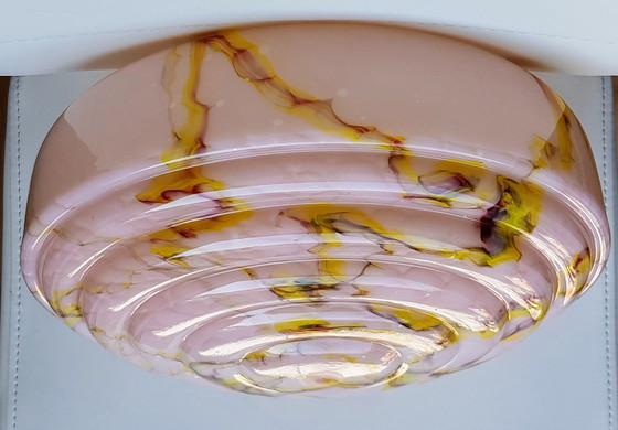 Image 1 of Art Deco lampshade opal glass marbled