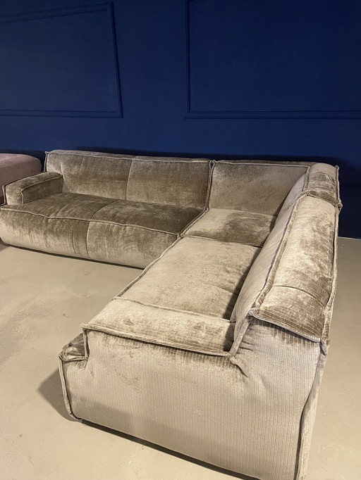 Stock Beige/Brown Rib Corner Sofa