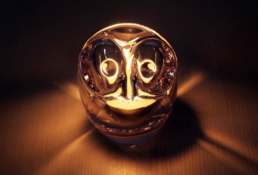 Sèvres crystal candle holder 1970, Owl Tealight Holder