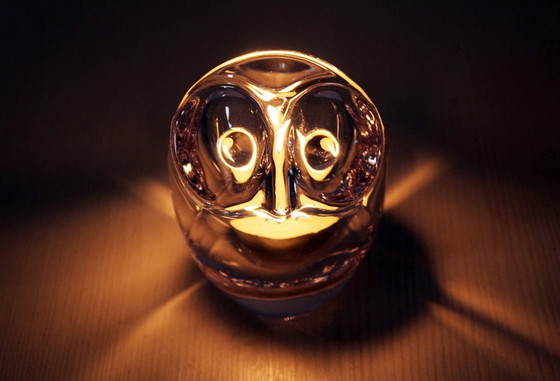 Image 1 of Sèvres crystal candle holder 1970, Owl Tealight Holder