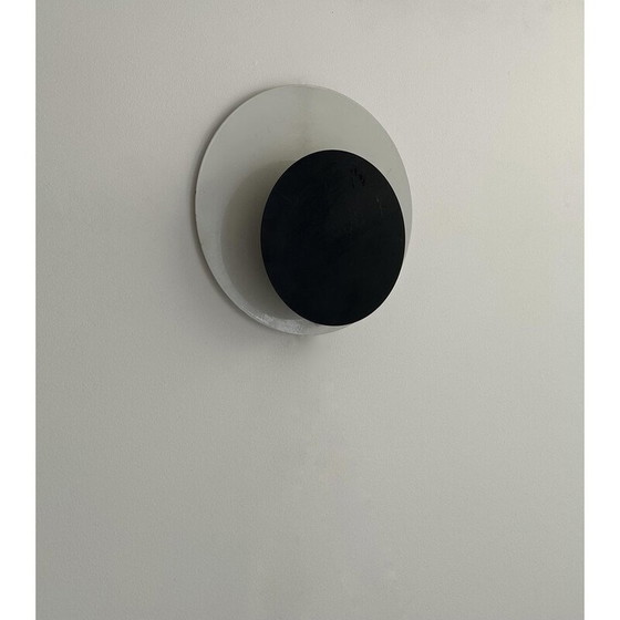 Image 1 of Vintage "Cirkle" wall lamp in black and white lacquered metal, Denmark 1970