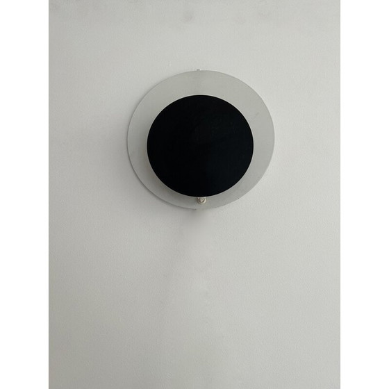 Image 1 of Vintage "Cirkle" wall lamp in black and white lacquered metal, Denmark 1970