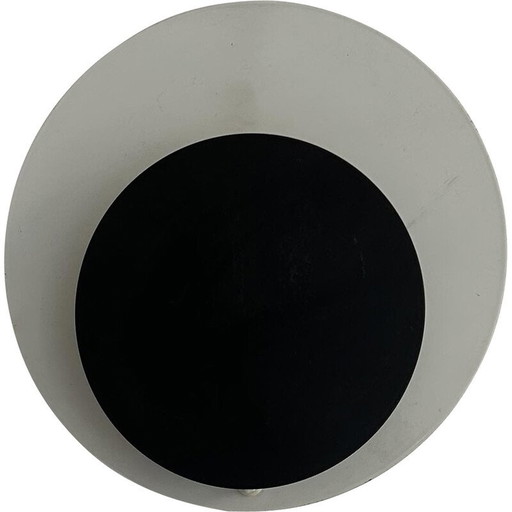 Vintage "Cirkle" wall lamp in black and white lacquered metal, Denmark 1970