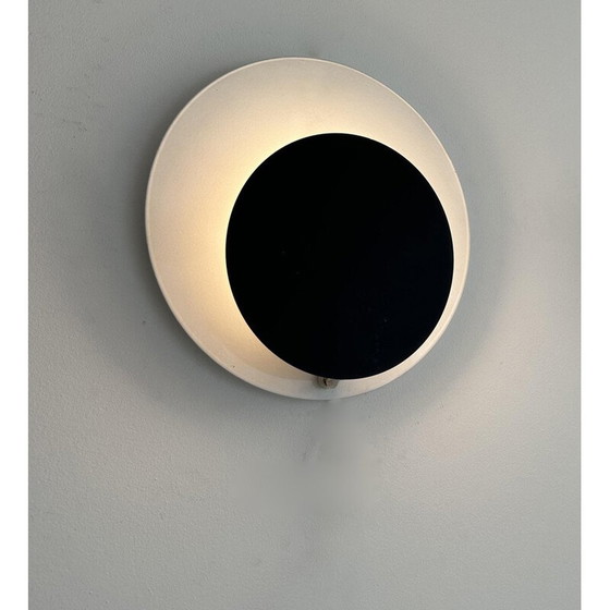 Image 1 of Vintage "Cirkle" wall lamp in black and white lacquered metal, Denmark 1970