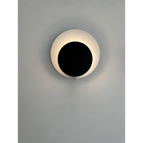 Image 1 of Vintage "Cirkle" wall lamp in black and white lacquered metal, Denmark 1970