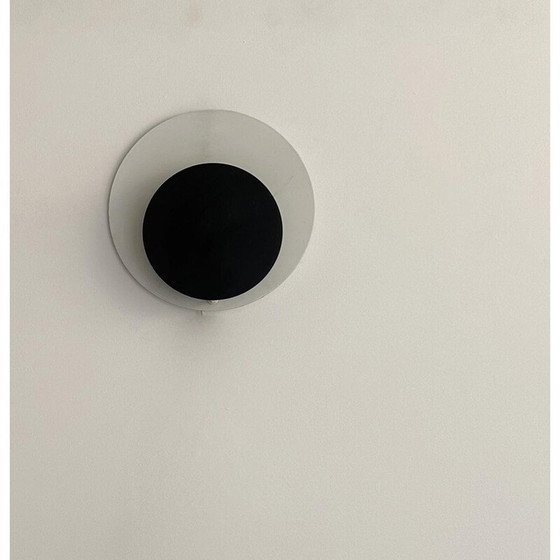 Image 1 of Vintage "Cirkle" wall lamp in black and white lacquered metal, Denmark 1970