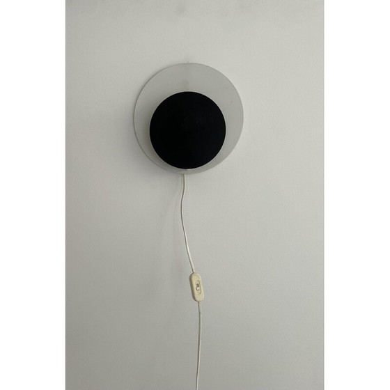 Image 1 of Vintage "Cirkle" wall lamp in black and white lacquered metal, Denmark 1970