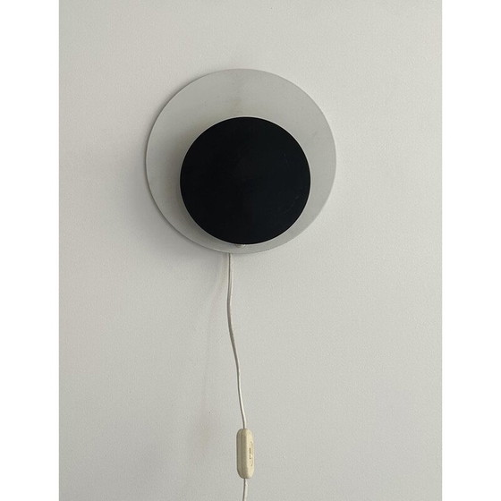 Image 1 of Vintage "Cirkle" wall lamp in black and white lacquered metal, Denmark 1970