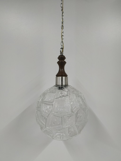 Vintage 1960s ceiling lamp globe lamp (pressed glass)