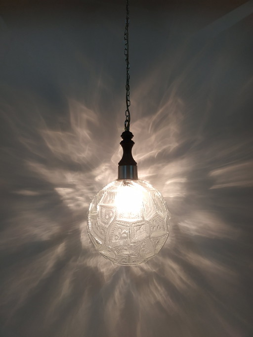 Vintage 1960s ceiling lamp globe lamp (pressed glass)