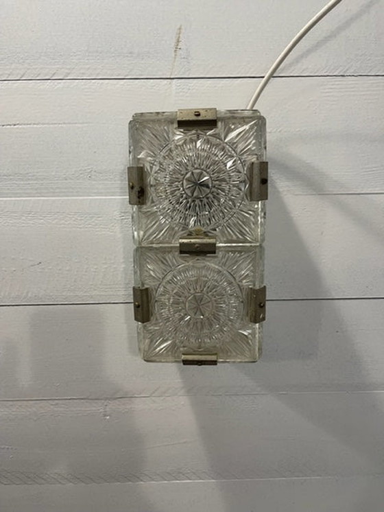 Image 1 of Bohemian crystal glass wall lamp by KamenickÃ½ Senov Czechoslovakia circa 1970