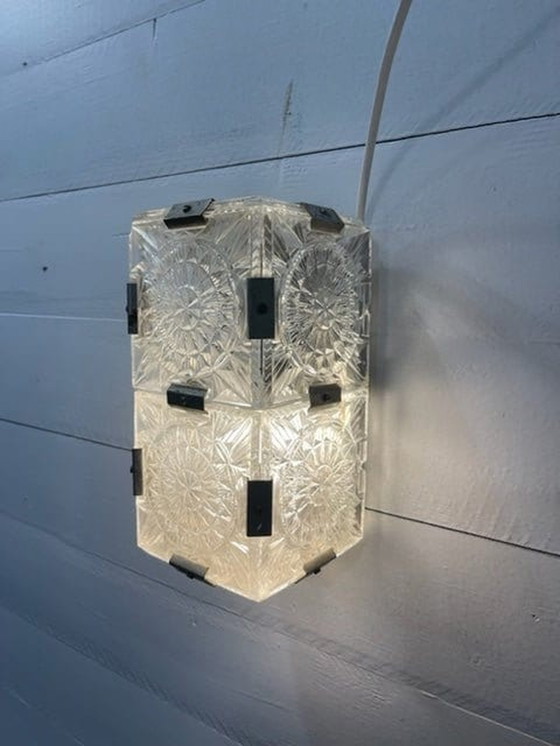 Image 1 of Bohemian crystal glass wall lamp by KamenickÃ½ Senov Czechoslovakia circa 1970