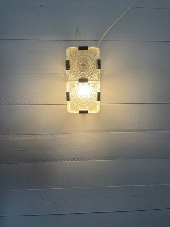 Image 1 of Bohemian crystal glass wall lamp by KamenickÃ½ Senov Czechoslovakia circa 1970