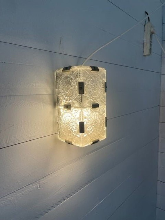 Image 1 of Bohemian crystal glass wall lamp by KamenickÃ½ Senov Czechoslovakia circa 1970