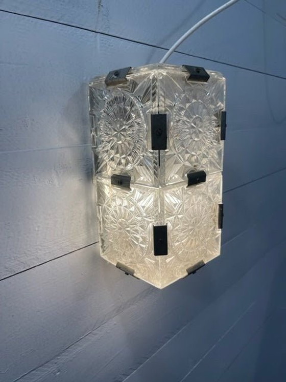 Image 1 of Bohemian crystal glass wall lamp by KamenickÃ½ Senov Czechoslovakia circa 1970